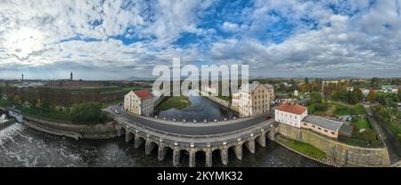 Panorama der historischen Brücke in der Stadt Tereszin in der Tschechischen Republik Stockfoto