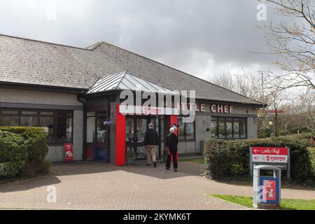 Travelodge & Little Chef, A30 Whiddon Down, Merrymeet Junction, Exeter Road, EX20 2QT Stockfoto