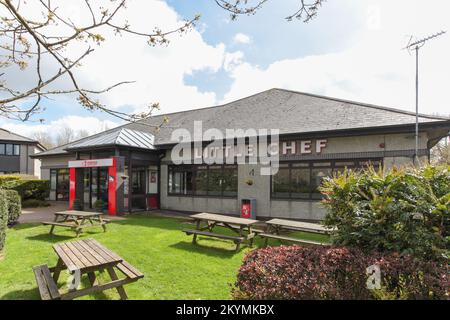 Travelodge & Little Chef, A30 Whiddon Down, Merrymeet Junction, Exeter Road, EX20 2QT Stockfoto