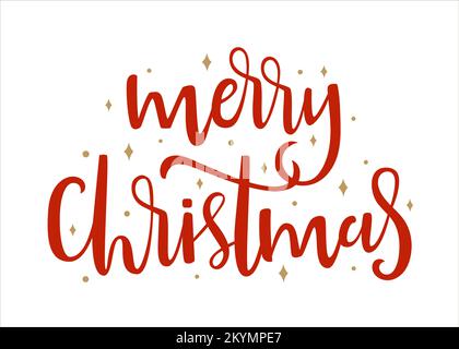Frohe Weihnachten Text. Kalligrafisches Schriftdesign für die Weihnachtsgrußkarte Stock Vektor