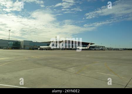 Sankt Petersburg, Russland - August 04, 2015: Flughafen Pulkovo. Flughafen Pulkovo ist ein internationaler Flughafen, Sankt Petersburg, Russland Stockfoto