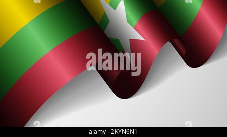 EPS10 Vektor Patriotischer Hintergrund mit der Flagge Myanmars. Ein Element der Auswirkung für den Verwendungszweck, den Sie daraus machen möchten. Stock Vektor