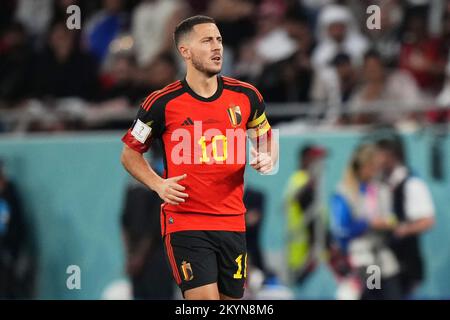 Eden Hazard von Belgien beim FIFA-Weltmeisterschaftsspiel 2022 in Katar, Gruppe F, zwischen Kroatien und Belgien, spielte am 1. Dezember 2022 im Ahmad bin Ali Stadion in Al Rayyan, Katar. (Foto: Bagu Blanco / PRESSIN) Stockfoto