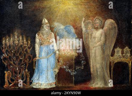 Der Engel, der Zacharias erschien, von William Blake, Stift und schwarze Tinte, Tempera und Klebstoffgröße auf Leinwand, 1799-1800 Stockfoto