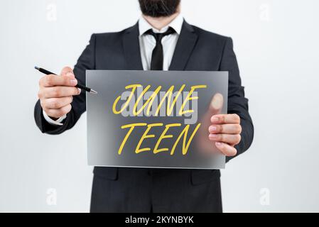 Textüberschrift für June Teen. Geschäftsübersicht gesetzlicher Feiertag in den Vereinigten Staaten vom Ende der Sklaverei in den USA Stockfoto