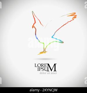 Internationaler Friedenstag, Symbol der Taube mit Zweig aus dem Konturklassiker. Tauche von der farbigen Pinsellinie. Vektordarstellung Stock Vektor