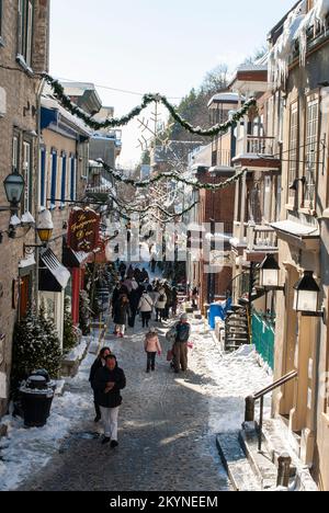 Le Petit Champlain in Quebec City Stockfoto