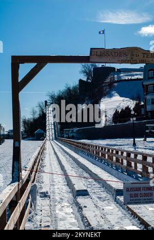 Schlittenbahn auf der Dufferin Terrace in Quebec City Stockfoto