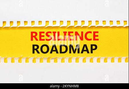 Roadmap-Symbol für Resilienz. Konzept „Resilience“-Roadmap in Gelb und Weiß. Wunderschöner gelb-weißer Hintergrund. Business und Residuen Stockfoto