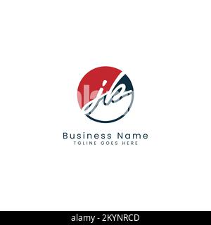 J B JB Anfangsbuchstabe handschriftlich und Signatur-Vektorbildvorlage in runder Form Logo Stock Vektor