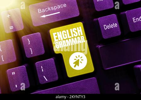 Handschriftlicher Text Englisch Grammatik. Die Kurse für Konzeptfotos decken alle Ebenen der englischen Sprache und des Schreibens ab Stockfoto