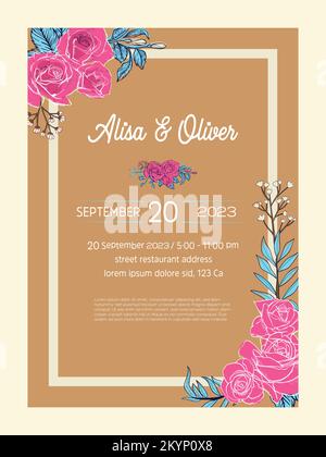 Hochzeitseinladungskarte Vektorvorlage Stock Vektor