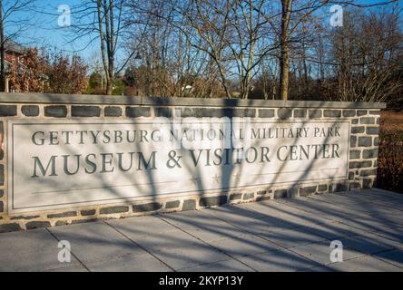 Schild am Gettysburg National Military Park and Museum Stockfoto