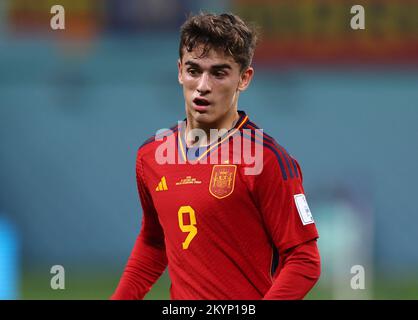 Doha, Katar, 1.. Dezember 2022. Gavi von Spanien während des Spiels der FIFA-Weltmeisterschaft 2022 im Khalifa International Stadium, Doha. Der Bildausdruck sollte lauten: David Klein/Sportimage Stockfoto