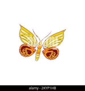 Moderne, farbige Schmetterlingszeichnung mit weißem Hintergrund Stock Vektor