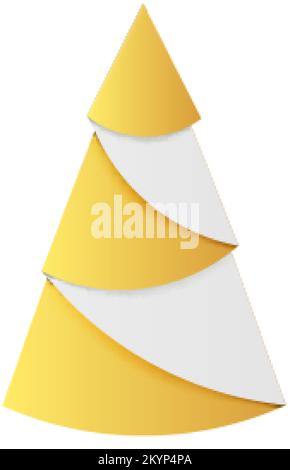 Goldenes Origami Weihnachtsbaum aus Goldfolie. Stock Vektor