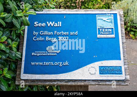 Siehe Wall - Tern Project, Morecambe, Lancashire, Großbritannien Stockfoto