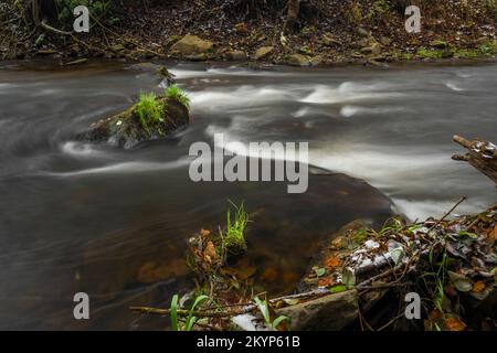 Loucka Fluss in der Nähe von Tisnov Stadt im Herbst bewölkt dunkel nass Tag Stockfoto