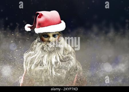 Der Weihnachtsmann im Hintergrund Stockfoto