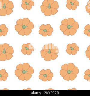 Handgezeichneter Herbsthintergrund mit Kürbissen Stock Vektor