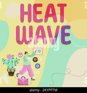 Inspiration mit dem Zeichen Heat Wave. Ein Wort für eine längere Zeit ungewöhnlich heißer Witterungsbedingungen Stockfoto