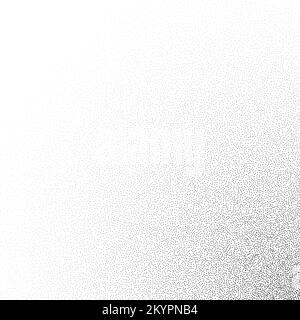 Gradient mit Kornversteiftung. Verblasste stochastische Dotwork-Textur. Zufälliges Grunge Noise Background. Schwarze Punkte, Flecken oder Partikel Tapete. Halbton Stock Vektor
