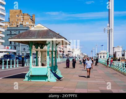 Brighton Waterfront Walk, City of Brighton and Hove, East Sussex, England, Großbritannien Stockfoto