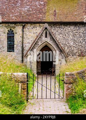 Kirche St. Peter ad Vincula, Detailansicht, Folkington, Wealden District, East Sussex, England, Vereinigtes Königreich Stockfoto