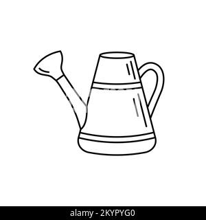 Gießkanne. Handgezeichnetes Umrisssymbol. Darstellung isolierter Vektoren im Skizzenstil Doodle. Stock Vektor