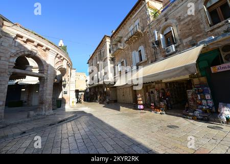 Suk Aftimos in der Muristan im christlichen Viertel in der Altstadt von Jerusalem. Stockfoto