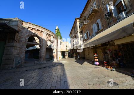 Suk Aftimos in der Muristan im christlichen Viertel in der Altstadt von Jerusalem. Stockfoto