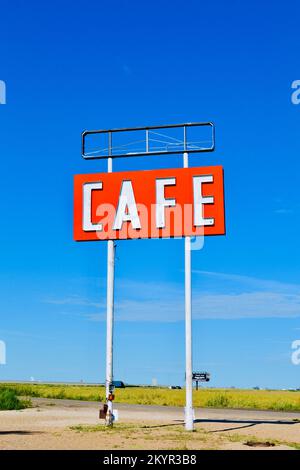 Rotes Café-Schild. Stockfoto