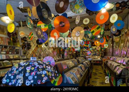 Vinyl-Plattenladen. San Telmo, Buenos Aires. Stockfoto