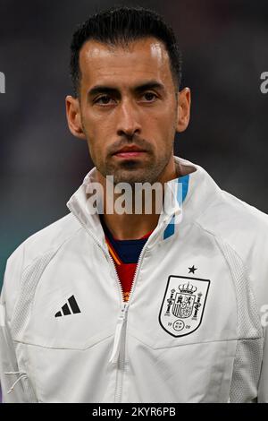 Ar Rayyan, Katar. 01.. Dezember 2022. Sergio BUSQUETS von Spanien beim FIFA-Weltmeisterschaftsspiel Katar 2022 Gruppe E zwischen Japan und Spanien im Khalifa International Stadium in Ar Rayyan, Katar, am 1. Dezember 2022 (Foto: Andrew Surma/Credit: SIPA USA/Alamy Live News Stockfoto