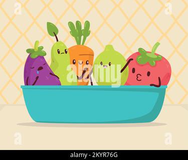 Frisches Gemüse Kawaii Stock Vektor