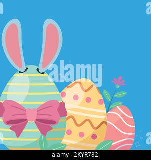 Eier, die fröhlich zu ostern gemalt wurden Stock Vektor