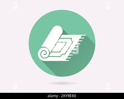 Symbol für arabischen Teppich. Einfache Illustration mit langem Schatten für Grafik- und Webdesign. Stock Vektor