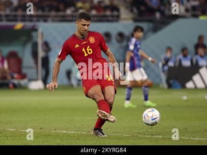 AR-Rayyan, Katar - 01./12./2022. Rodri von Spanien während der FIFA-Weltmeisterschaft 2022, Gruppe E-Fußballspiel zwischen Japan und Spanien am 1. Dezember 2022 im Khalifa International Stadium in Ar-Rayyan, Katar - Foto: Jean Catuffe/DPPI/LiveMedia Stockfoto