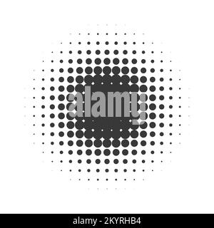 Halbton für Kreis eingestellt. Moderne gepunktete Halbtöne. Schwarze Punktverläufe. Vektorgrafik. Stock Vektor