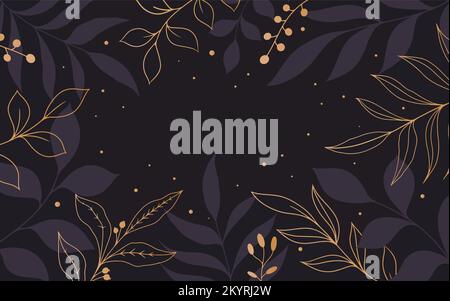 Banner mit Pflanzenmotiven, Silhouetten und Umrissen von Blättern Stock Vektor