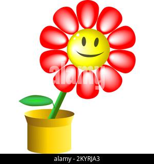 Süße Blume in einem Topf im Stil der 3D Jahre Stock Vektor