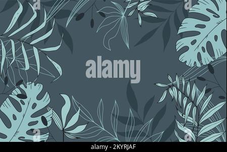 Blumenhintergrund aus verschiedenen tropischen Blattvektoren Stock Vektor
