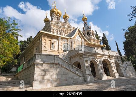 Jerusalem, Israel - 18. Oktober 2022: Kirche Maria Magdalena am Ölberg Jerusalem, Israel. Stockfoto