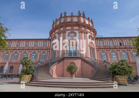 Rheinseite Biebrichpalast, Wiesbaden, Hessen, Deutschland, Europa Stockfoto