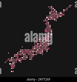 Verpixelte Darstellung des abgeleiteten Musters der japanischen Kartensilhouette Stock Vektor