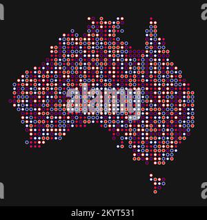 Abgeleitete Musterabbildung für Australien Map Silhouette mit Pixeln Stock Vektor