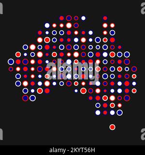 Abgeleitete Musterabbildung für Australien Map Silhouette mit Pixeln Stock Vektor