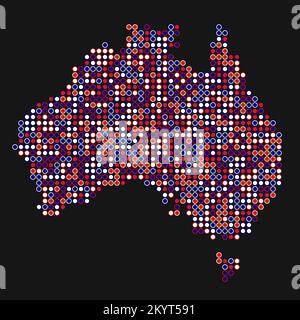 Abgeleitete Musterabbildung für Australien Map Silhouette mit Pixeln Stock Vektor