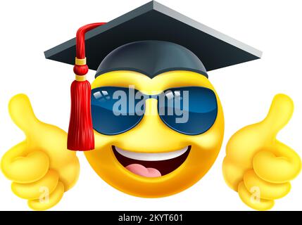 Emoji Graduate College Sonnenbrille Cartoon Emoticon Stock Vektor