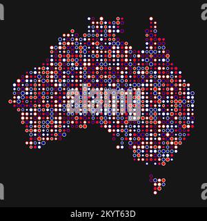 Abgeleitete Musterabbildung für Australien Map Silhouette mit Pixeln Stock Vektor